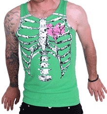 GREEN WITH PINK RIBS