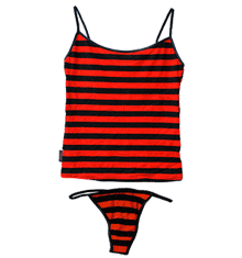 RED STRIPE THONG SET