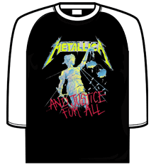 METALLICA JUSTICE RAGLAN 3/4 Sleeve Baseball Shirt
