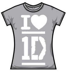 ONE DIRECTION I LOVE GREY Skinny Fit T-Shirt